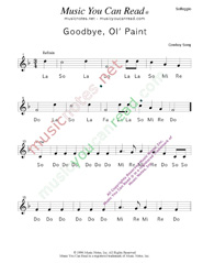 Click to Enlarge: "Goodbye Old Paint," Solfeggio Format