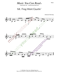 "Mr. Frog Went Courtin'," Music Format
