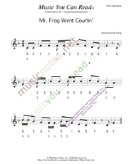 Click to Enlarge: "Mr. Frog Went Courtin'," Pitch Number Format