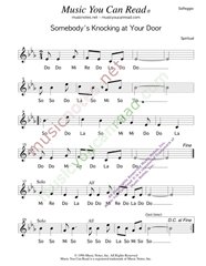 Click to Enlarge: "Somebody's Knocking at Your Door," Solfeggio Format