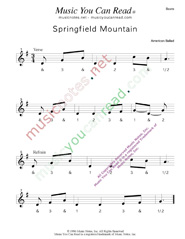 Click to enlarge: "Springfield Mountain," Beats Format
