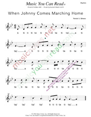 Click to Enlarge: "When Johnny Comes Marching Home," Rhythm Format