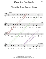 Click to enlarge: "When the Train Comes Along," Beats Format