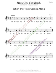 Click to Enlarge: "When the Train Comes Along," Rhythm Format