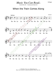Click to Enlarge: "When the Train Comes Along," Solfeggio Format
