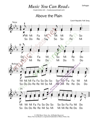 Click to Enlarge: "Above the Plain," Solfeggio Format