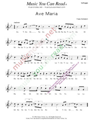 Click to Enlarge: "Ave Maria," Solfeggio Format