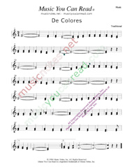 "De Colores," Music Format