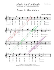 Click to Enlarge: "Down in the Valley," Pitch Number Format