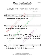 Click to Enlarge: "Everybody Loves Saturday Night," Solfeggio Format