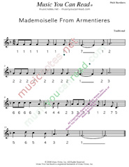 Click to Enlarge: "Mademoiselle From Armentieres," Pitch Number Format