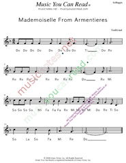 Click to Enlarge: "Mademoiselle From Armentieres," Solfeggio Format
