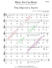 Click to Enlarge: "The Marine's Hymn," Solfeggio Format