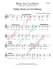 Click to Enlarge: "Paddy Works on the Railway," Solfeggio Format