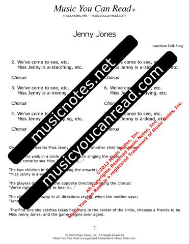 "Jenny Jones" Lyrics, Text Format
