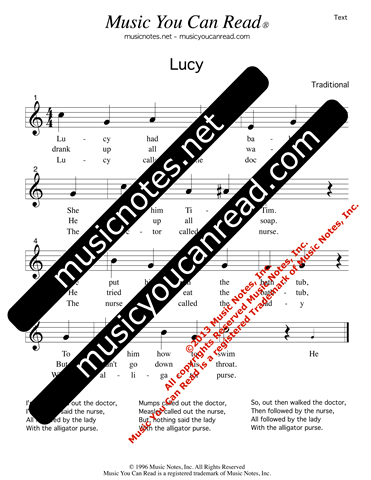 "Lucy" Lyrics, Text Format