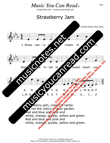 "Strawberry Jam" Lyrics, Text Format