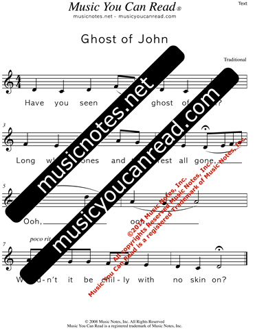 "Ghost of John" Lyrics, Text Format