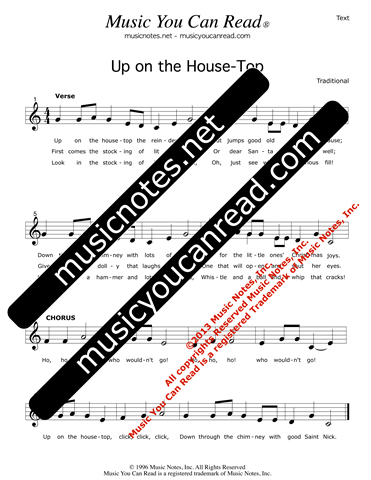 "Up On the House-Top" Lyrics, Text Format