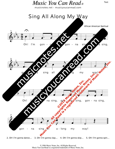 "Sing All Along the Way" Lyrics, Text Format