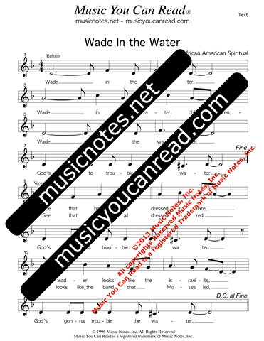 "Wade In the Water," Lyrics, Text Format