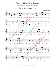 Click to Enlarge: "The Ash Grove," Solfeggio Format
